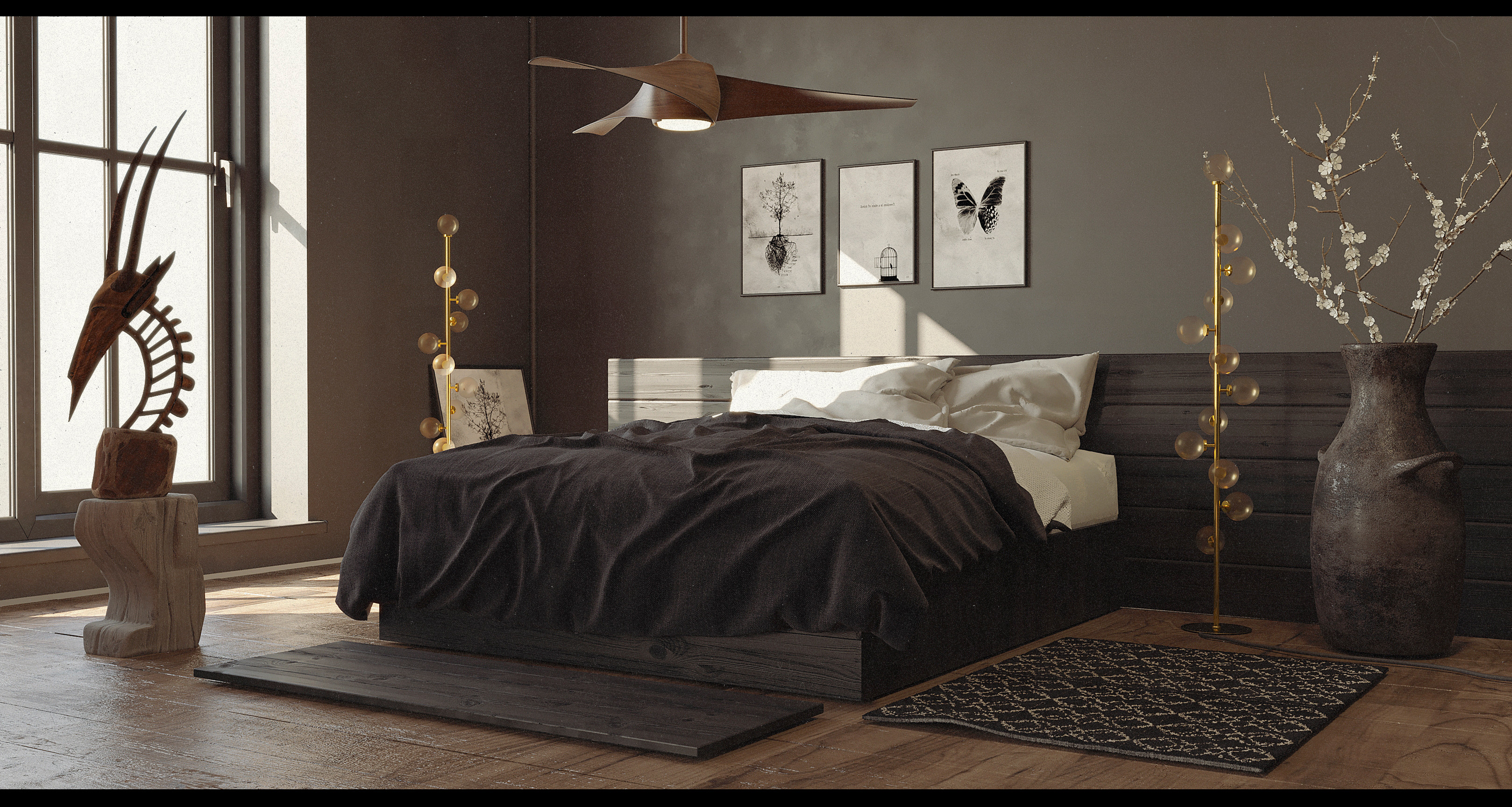 Chambre loft archiviz